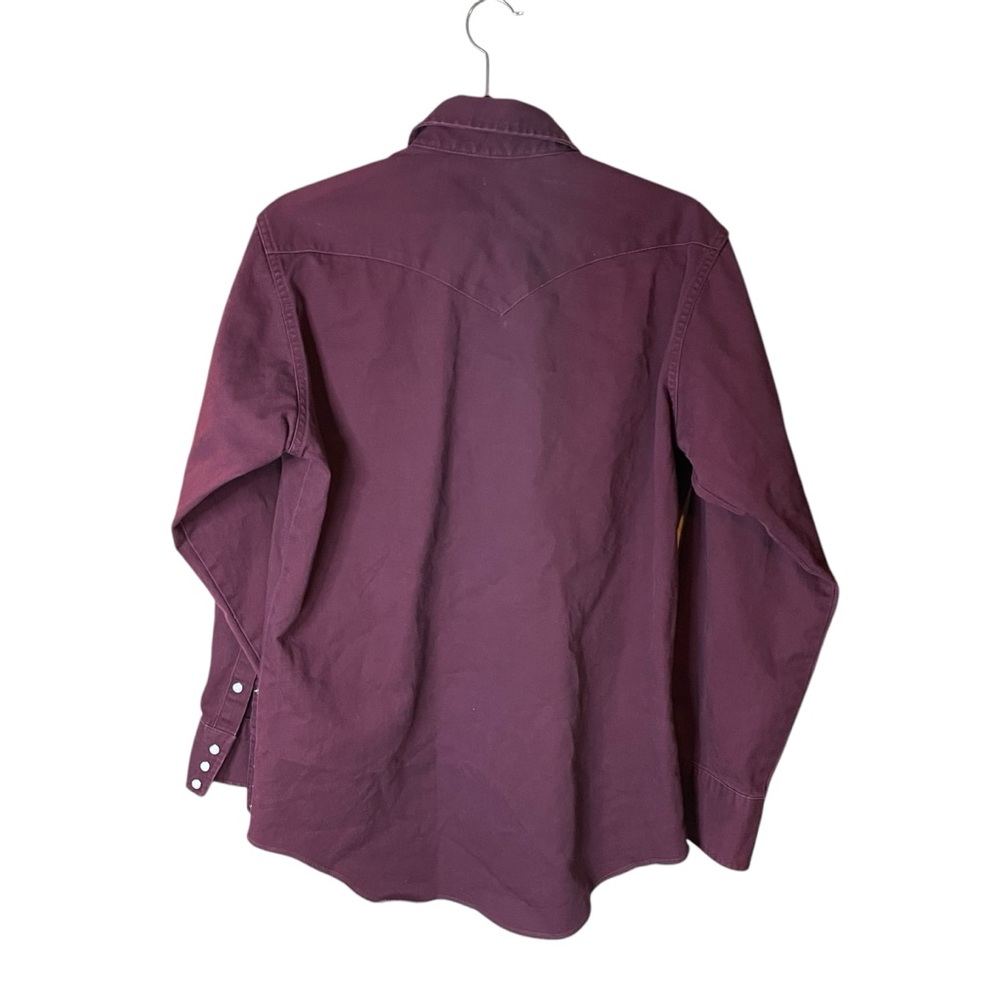 Wrangler Vintage X-Long Tails Long Sleeve Pearl Snaps Burgundy 15 1/2-34 - Picture 2 of 5